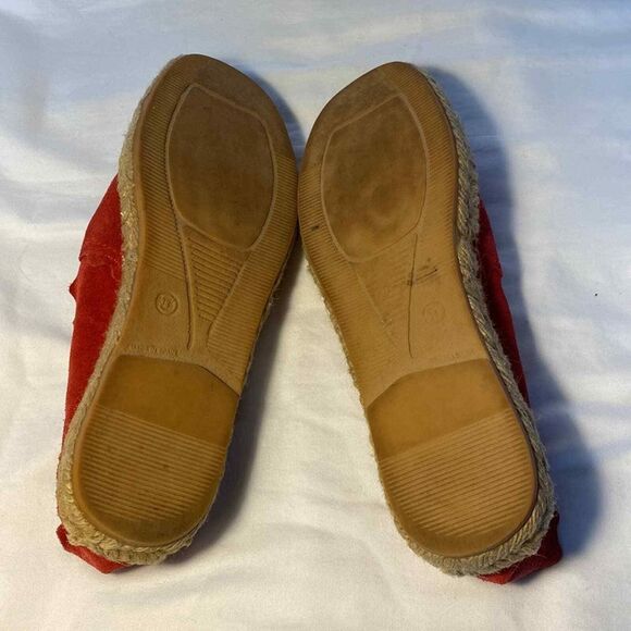 Macarena Espadrille Shoes Womens US 7.5 EU 38 Suede Elisa Scalloped Slip On Red - Picture 10 of 13